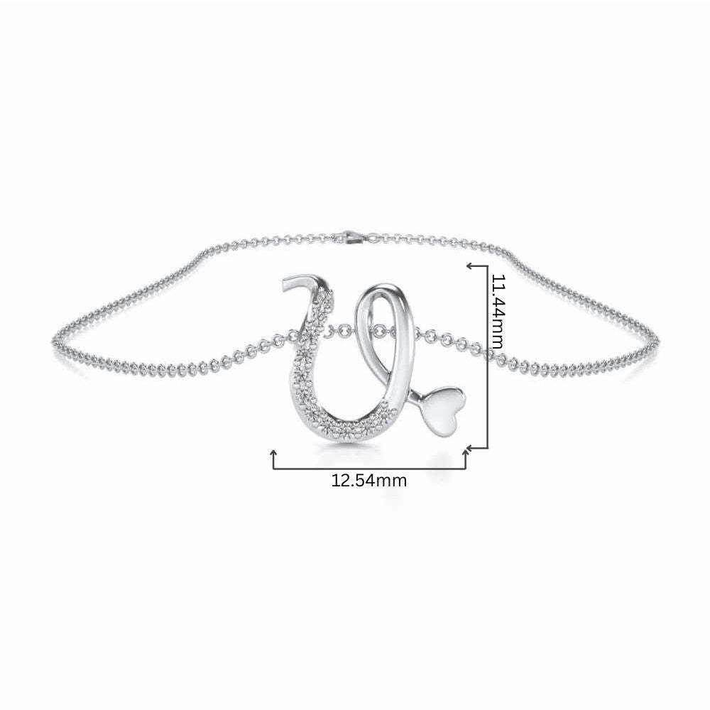 Lovely U Silver Pendant - White Gold - Image 4