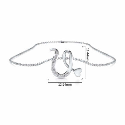 Lovely U Silver Pendant - White Gold - Image 4