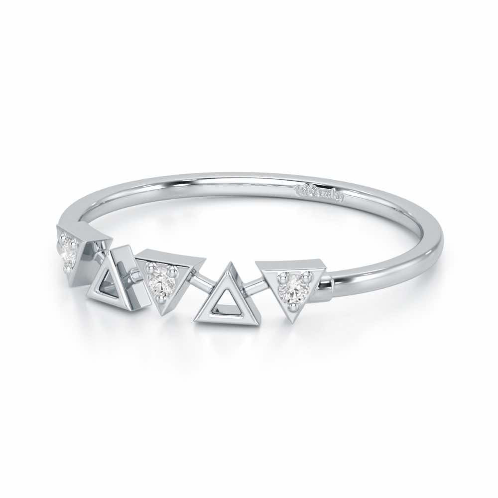 Triangle Meet Silver Ring - White Gold - Image 3