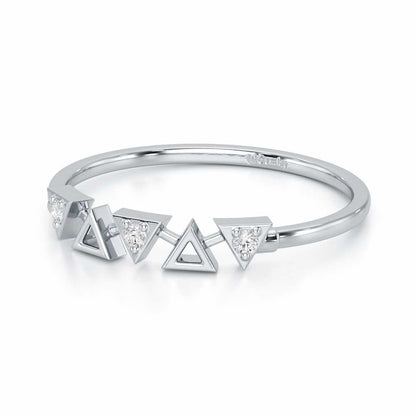 Triangle Meet Silver Ring - White Gold - Image 3