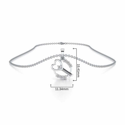 Heart Key Silver Pendant - White Gold - Image 4