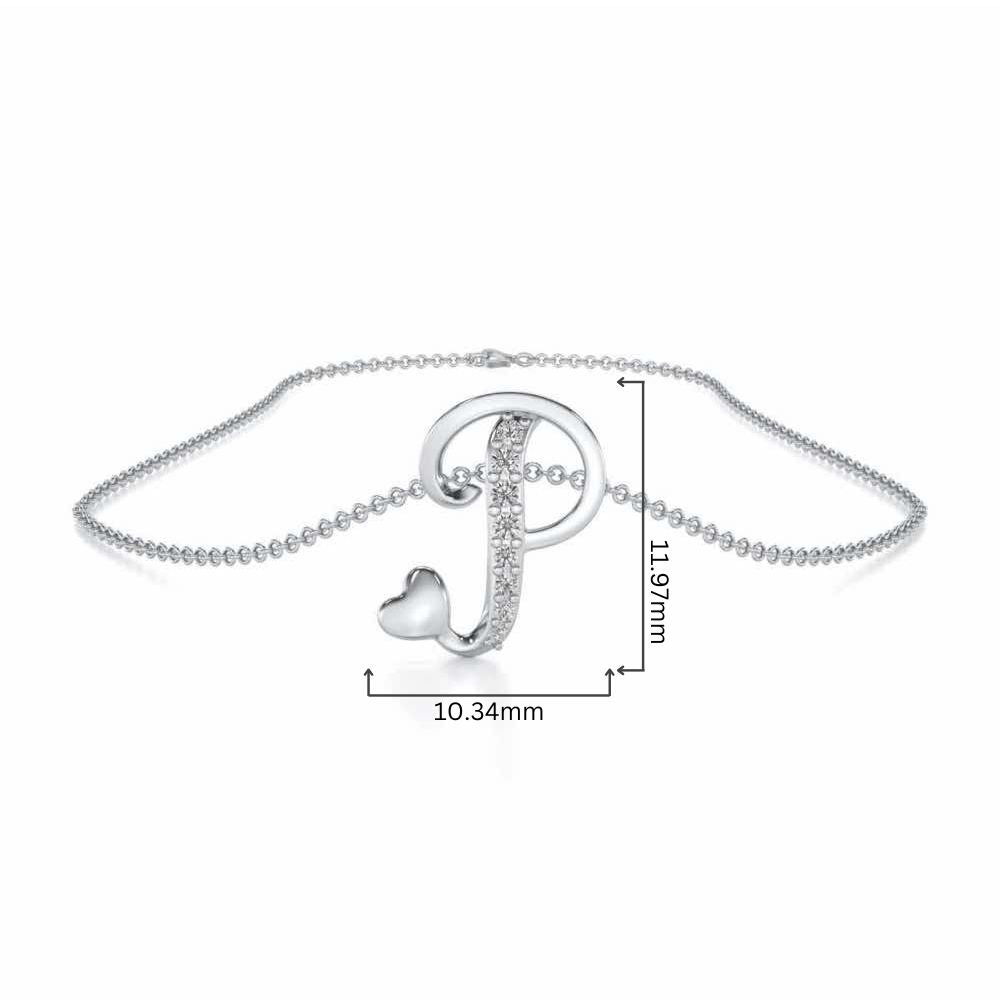 Lovely P Silver Pendant - White Gold - Image 4