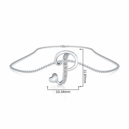 Lovely P Silver Pendant - White Gold - Image 4