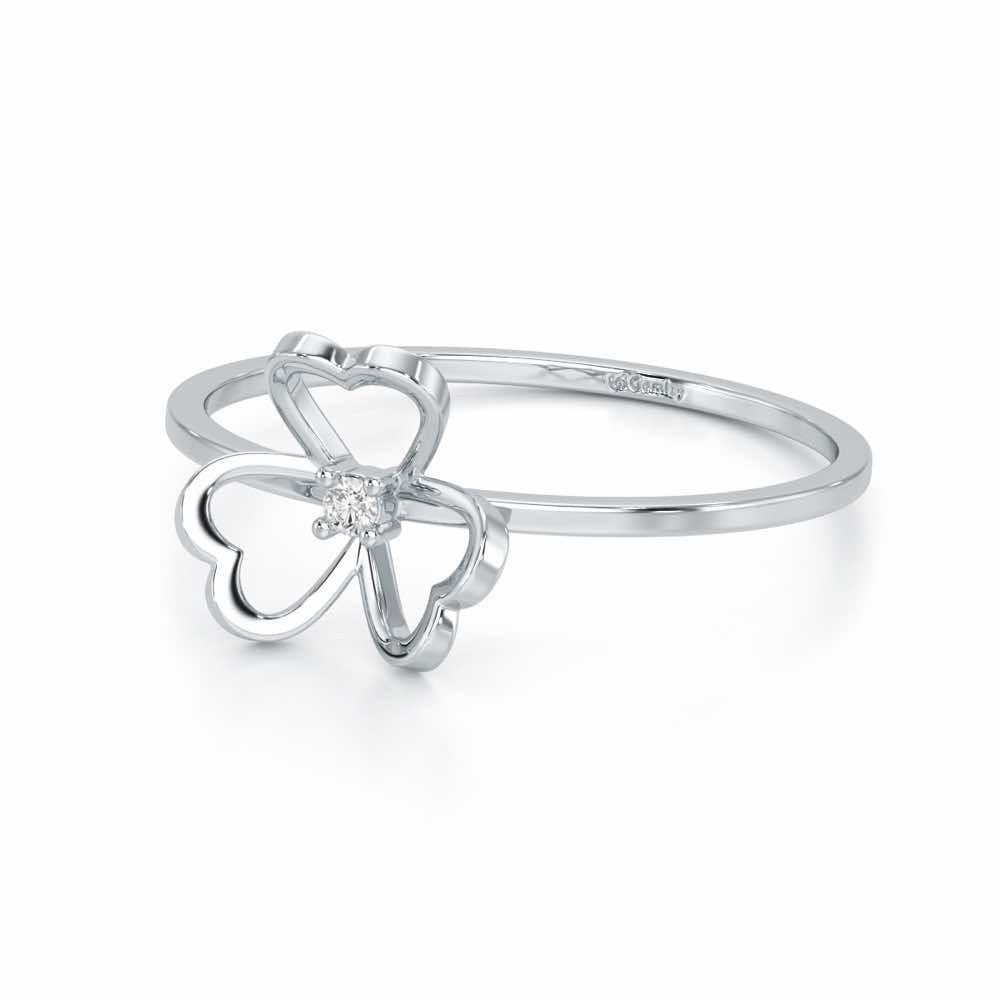 Flower Chord Silver Ring - White Gold - Image 3