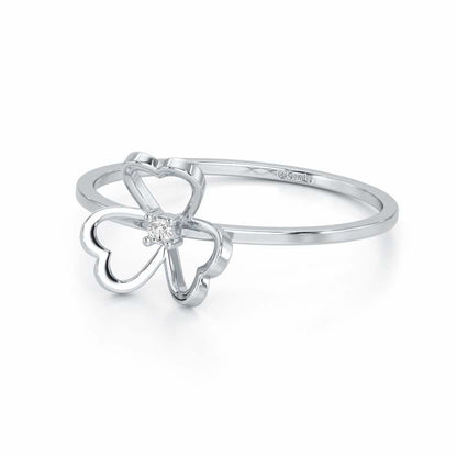 Flower Chord Silver Ring - White Gold - Image 3