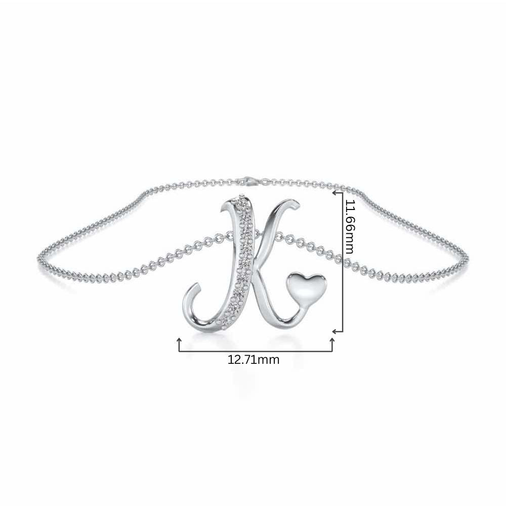 Lovely K Silver Pendant - White Gold - Image 4