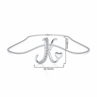 Lovely K Silver Pendant - White Gold - Image 4