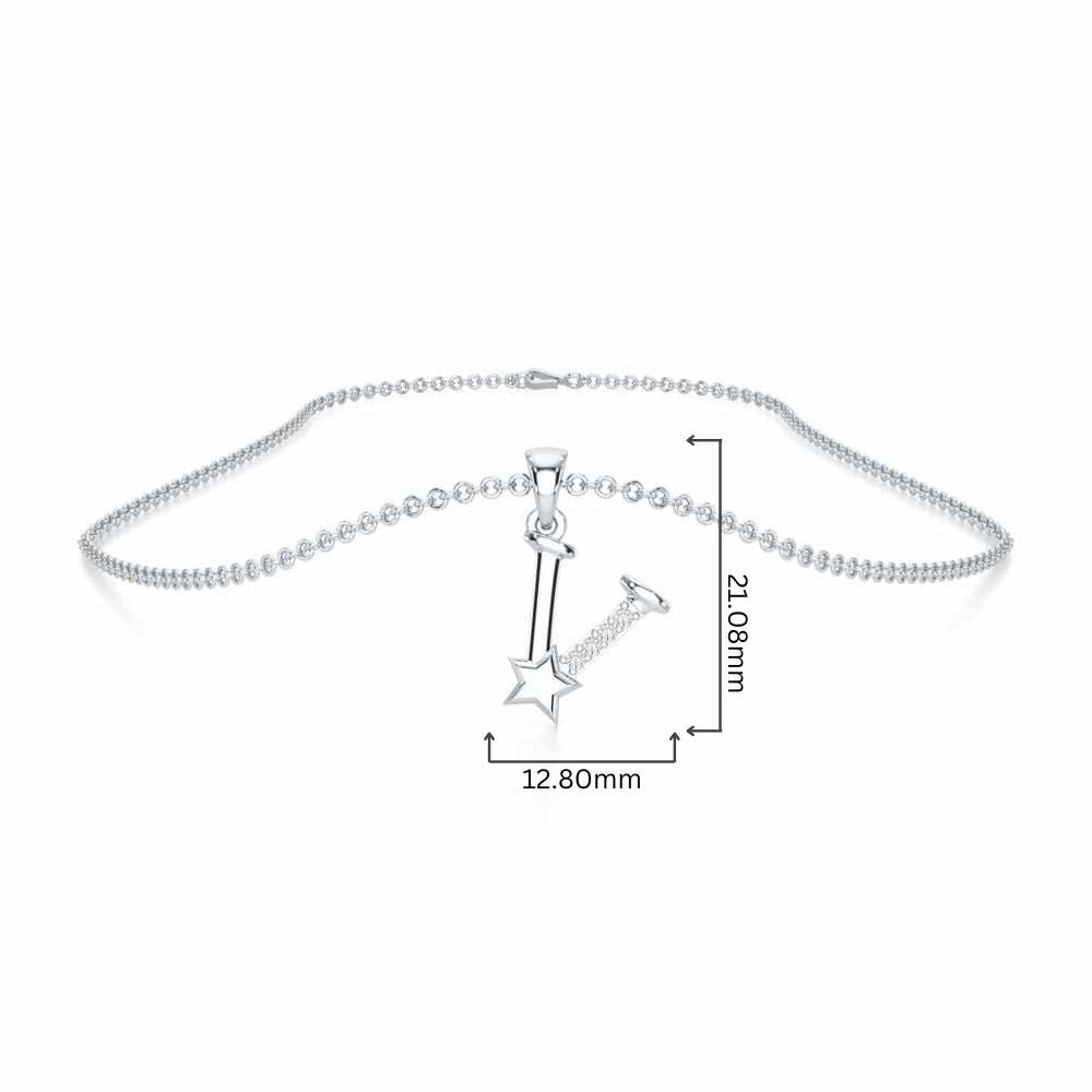 V-Glint Silver Pendant - White Gold - Image 4