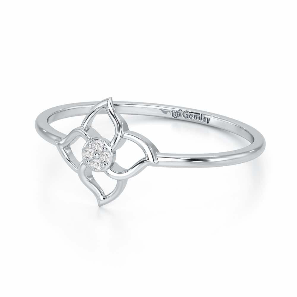 Solo Bloom Silver Ring - White Gold - Image 3