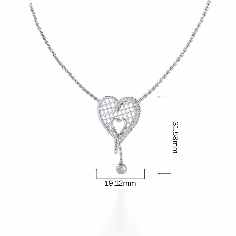 Lovely Heart Silver Pendant - White Gold - Image 4