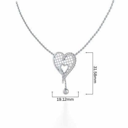 Lovely Heart Silver Pendant - White Gold - Image 4