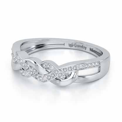 Twists Of Shine Silver Ring - White Gold - Image 3