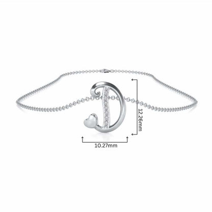 Lovely D Silver Pendant - White Gold - Image 4