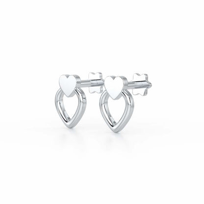 Mini Hearts Silver Earrings - White Gold - Image 3
