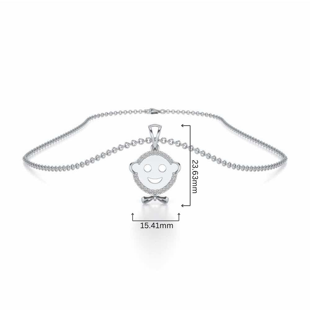 Smile Silver Pendant - White Gold - Image 4