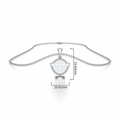 Smile Silver Pendant - White Gold - Image 4