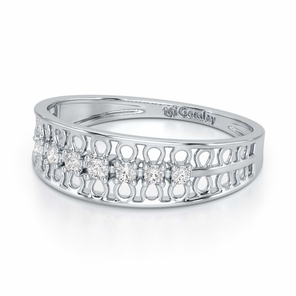 Lattice Binge Silver Ring - White Gold - Image 3