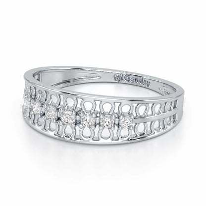 Lattice Binge Silver Ring - White Gold - Image 3