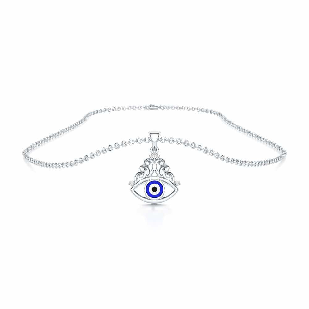 Serenity Shield Silver Pendant - White Gold - Image 3