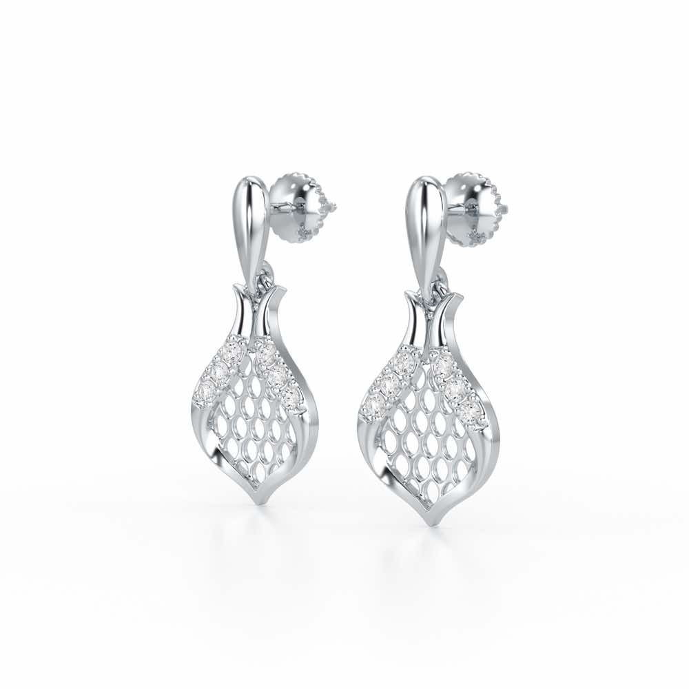 Pasha Elegance Dangler Silver Earrings - White Gold - Image 3