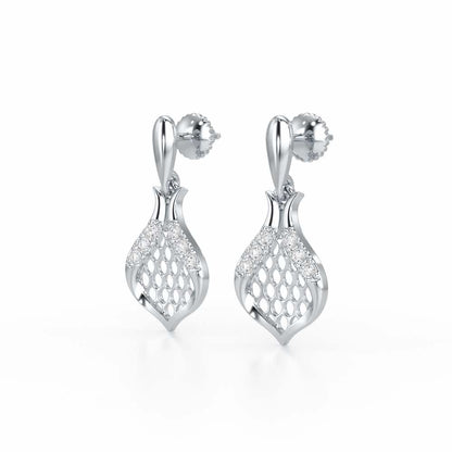 Pasha Elegance Dangler Silver Earrings - White Gold - Image 3
