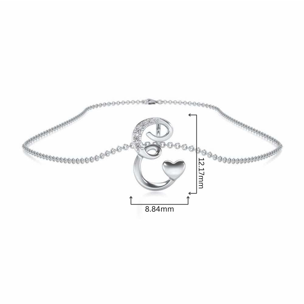 Lovely E Silver Pendant - White Gold - Image 4