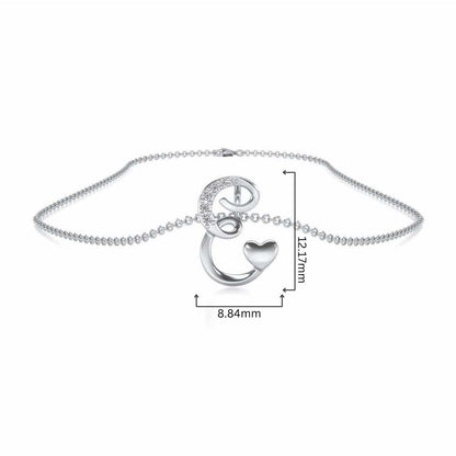Lovely E Silver Pendant - White Gold - Image 4
