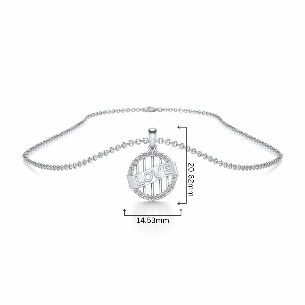 Love Banner Silver Pendant - White Gold - Image 4