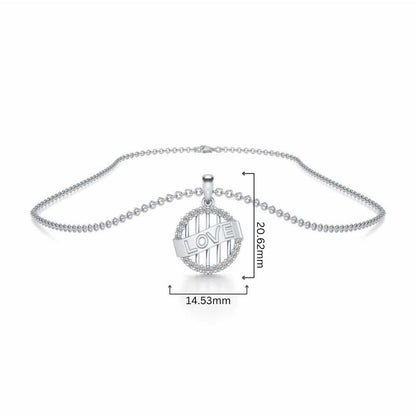 Love Banner Silver Pendant - White Gold - Image 4