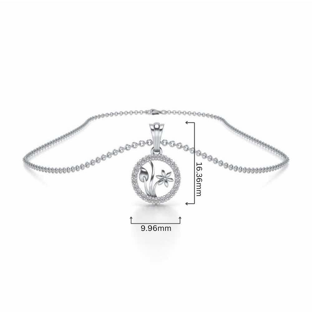 Sapling Silver Pendant - White Gold - Image 4