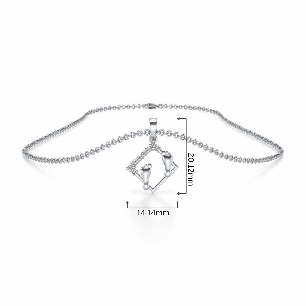 Framed Feet Silver Pendant - White Gold - Image 4