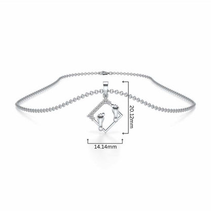 Framed Feet Silver Pendant - White Gold - Image 4