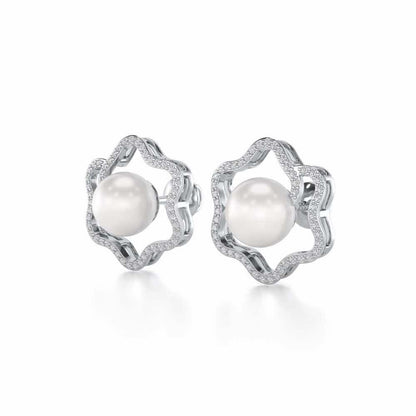 Little Shine Silver Pearl Earrings - White Gold - Image 3