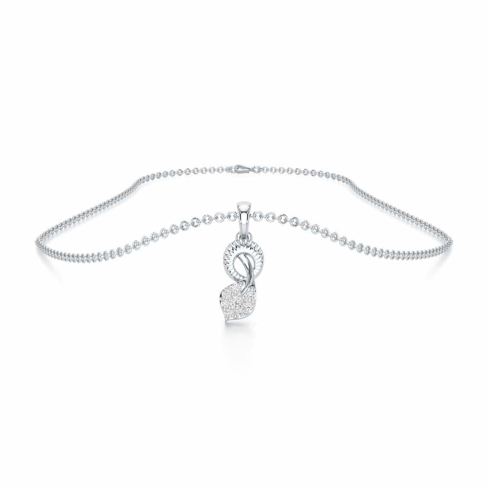 Leaf Glow Silver Pendant - White Gold - Image 3