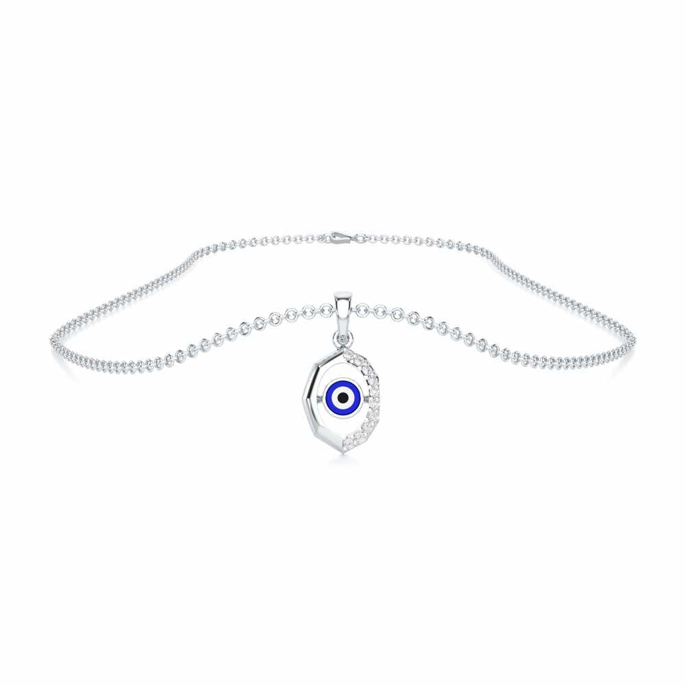 Mystic Guardian Silver Pendant - White Gold - Image 3