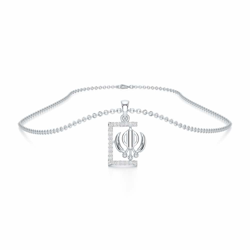 Khalsa Aura Silver Pendant - White Gold - Image 3