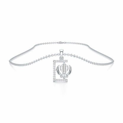 Khalsa Aura Silver Pendant - White Gold - Image 3