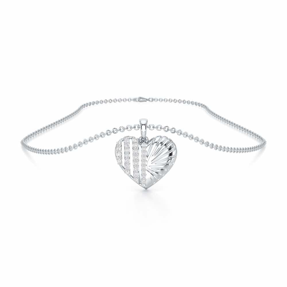 Heart Grace Silver Pendant - White Gold - Image 3