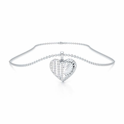 Heart Grace Silver Pendant - White Gold - Image 3