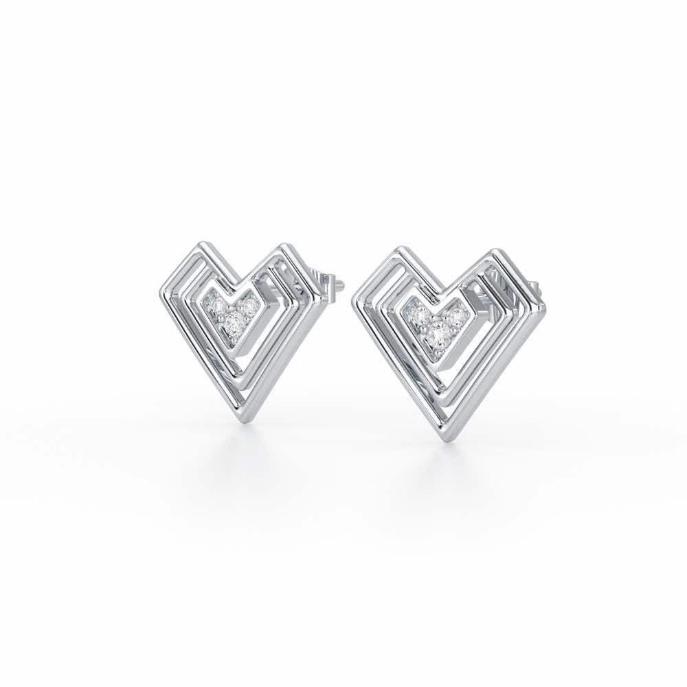 Perfect Pointers Silver Earring Studs - White Gold - Image 3