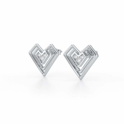 Perfect Pointers Silver Earring Studs - White Gold - Image 3