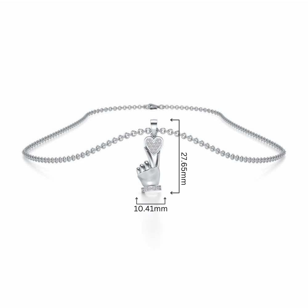 Cute Heart Silver Pendant - White Gold - Image 4