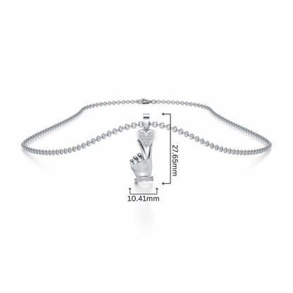 Cute Heart Silver Pendant - White Gold - Image 4