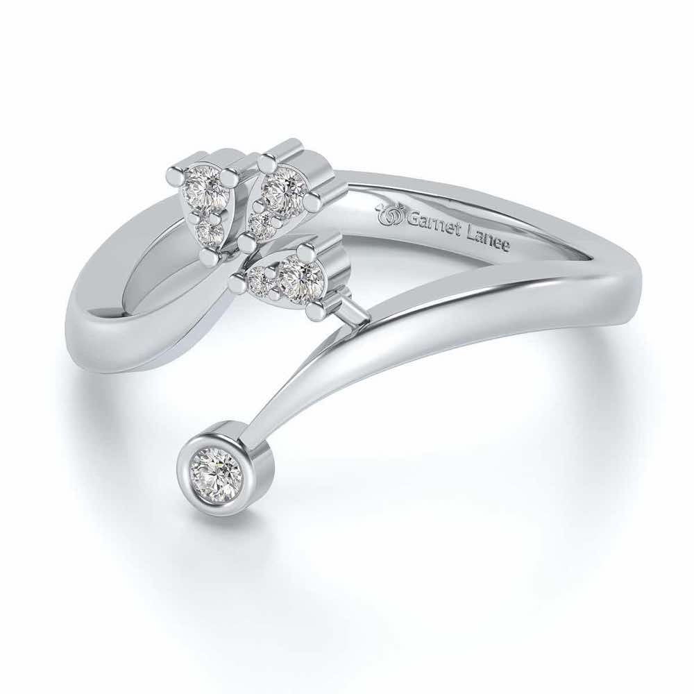 Trio Vignette Silver Ring - White Gold - Image 3