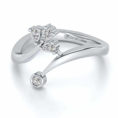 Trio Vignette Silver Ring - White Gold - Image 3