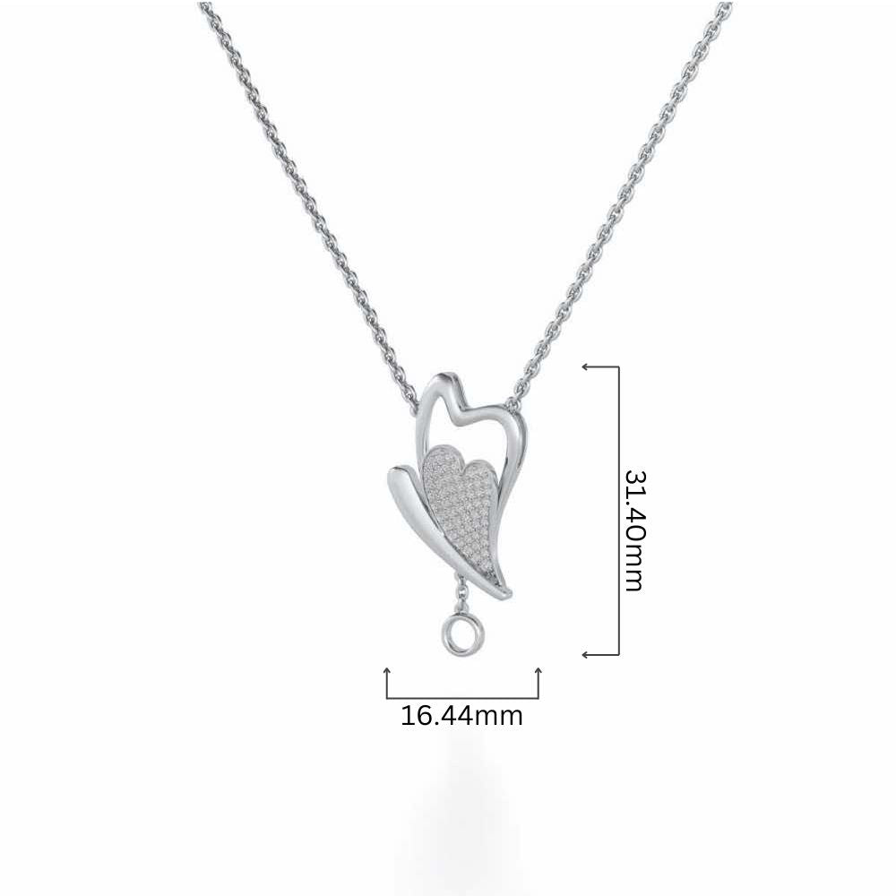 Fly Heart Silver Pendant - White Gold - Image 4