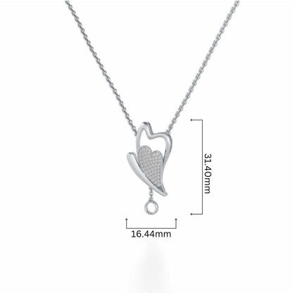 Fly Heart Silver Pendant - White Gold - Image 4