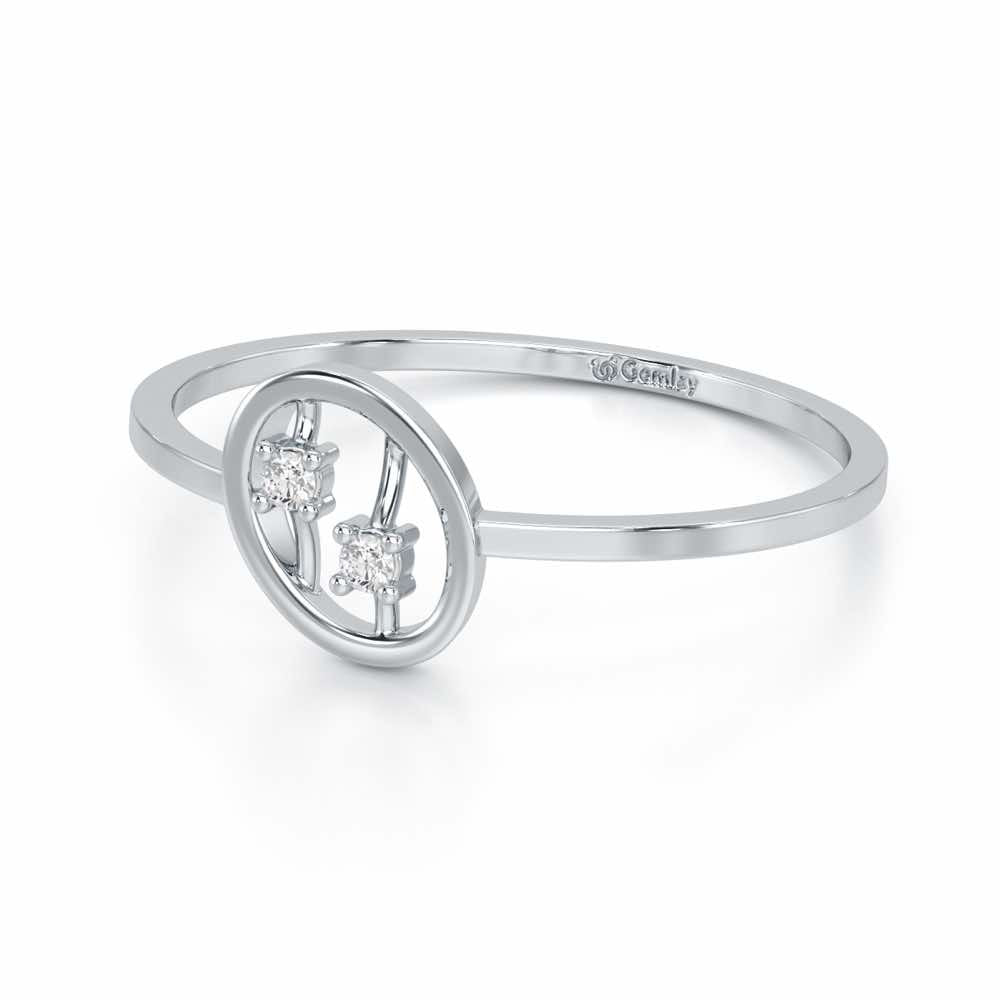Twin Shine Silver Ring - White Gold - Image 3
