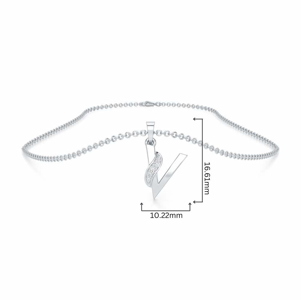 V-Spark Silver Pendant - White Gold - Image 4