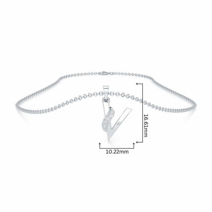 V-Spark Silver Pendant - White Gold - Image 4